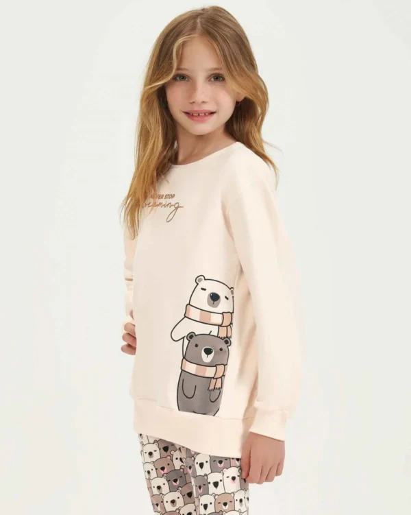 Pijama Manga Longa Com Legging Infantil Feminino