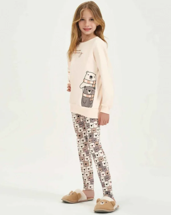 Pijama Manga Longa Com Legging Infantil Feminino - Imagem 2