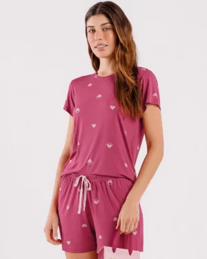 Pijama Feminino Manga Curta com Shorts