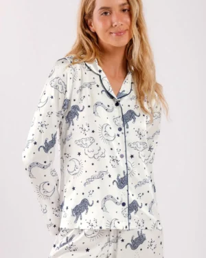 Pijama Feminino Manga Longa Americano com Calça