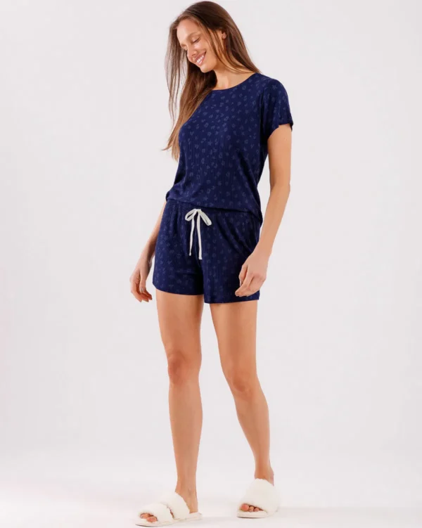 Pijama Feminino Manga Curta com Shorts - Imagem 2