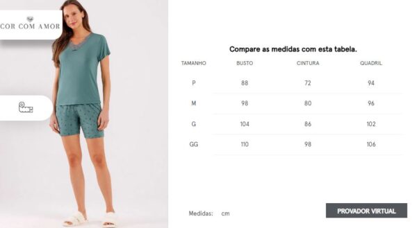 Pijama Feminino Manga Curta Com Bermuda - Imagem 4