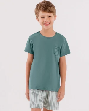 Pijama Infantil Masculino Manga Curta com Bermuda