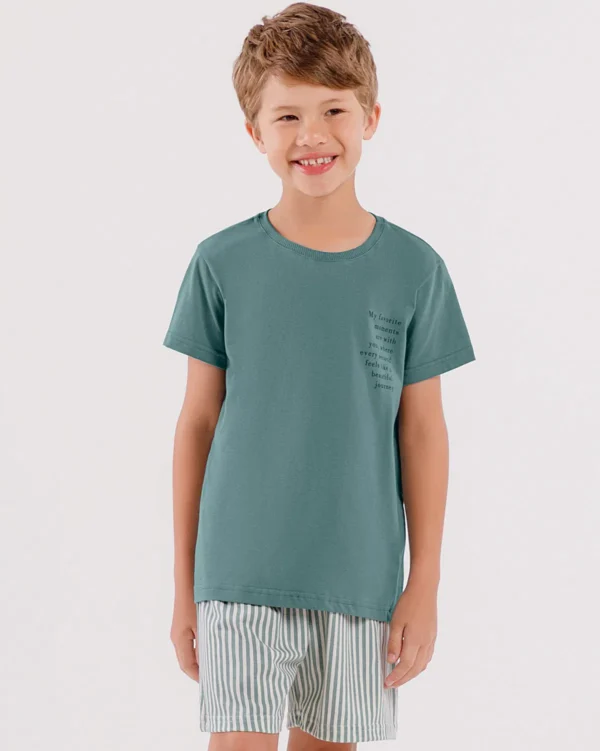 Pijama Infantil Masculino Manga Curta com Bermuda