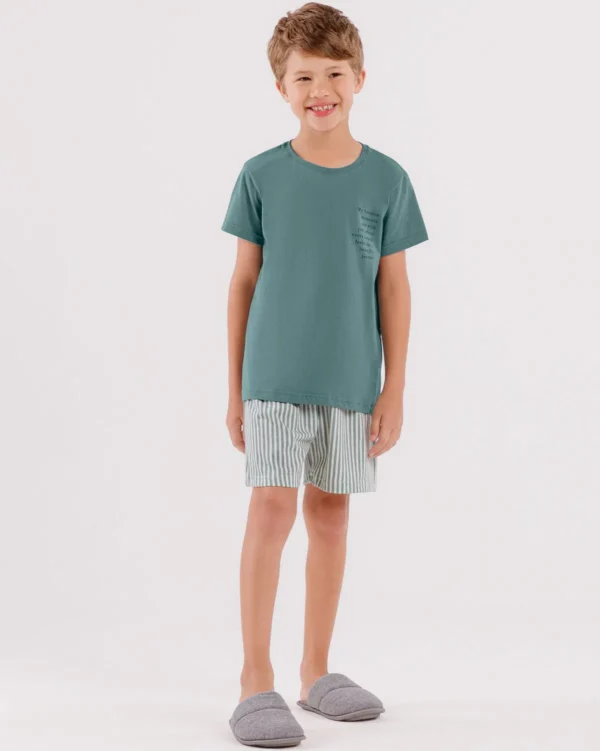 Pijama Infantil Masculino Manga Curta com Bermuda - Imagem 2