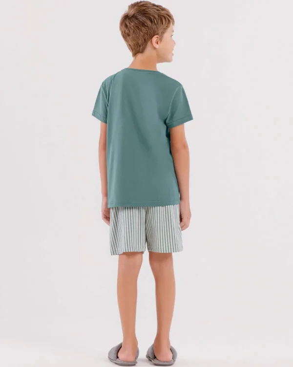 Pijama Infantil Masculino Manga Curta com Bermuda - Imagem 3