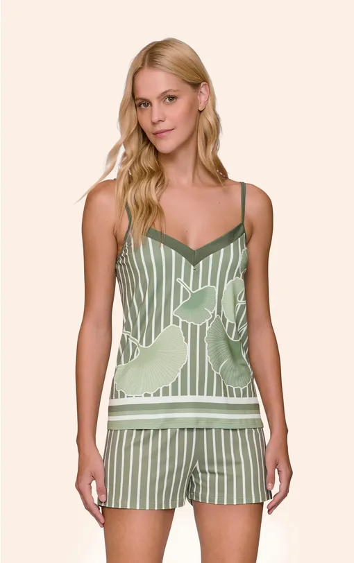 Short Doll Feminino Regata com Alça Regulável e Short Flora
