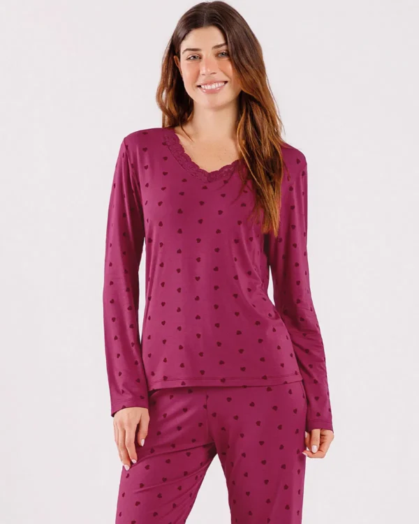 Pijama Feminino Manga Longa com Calça