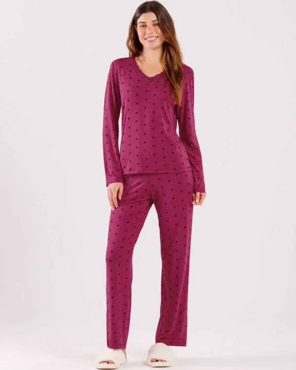 Pijama Feminino Manga Longa com Calça - Imagem 2