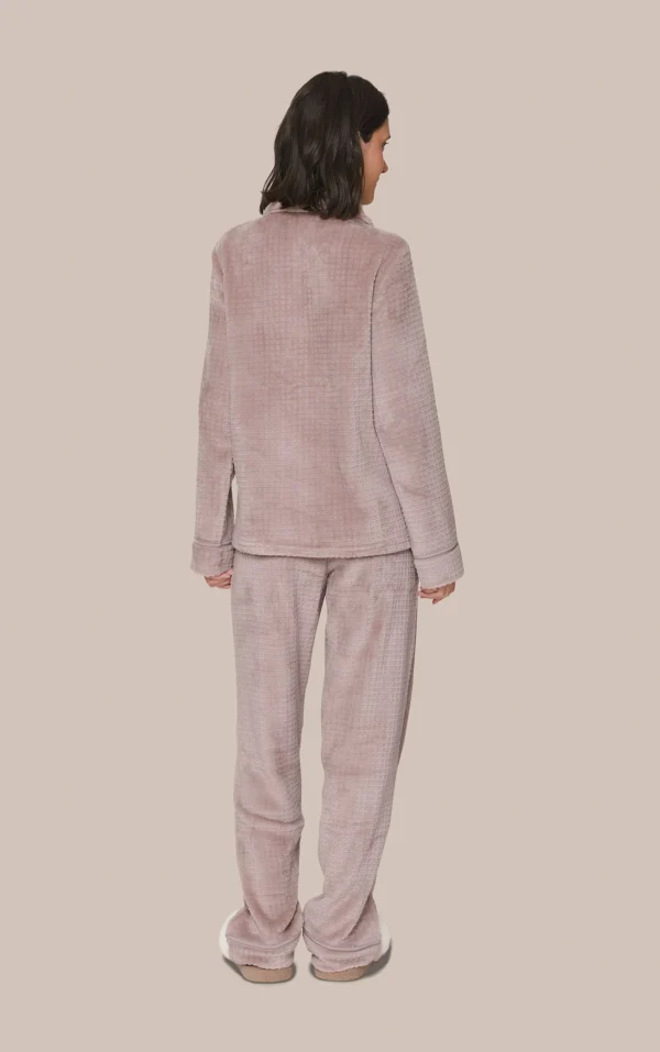 Pijama Feminino Aberto em Fleece com Blusa de Botões Manga Longa e Calça com Barra Reta Dreamy Nights - Imagem 3